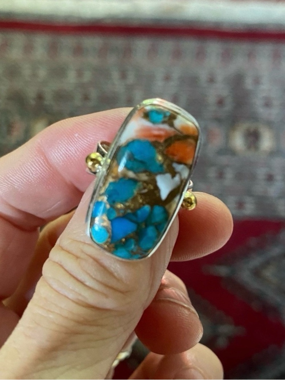 Oyster copper Turquoise Statement Ring - Women Jewelry
